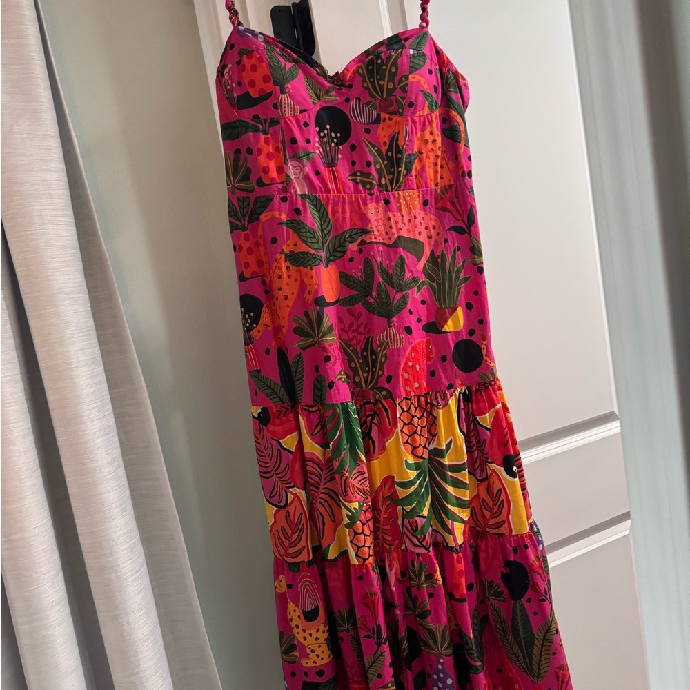FARM Rio Vibrant Pink and Orange Maxi Dress